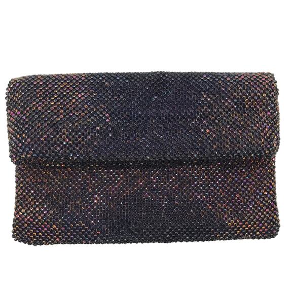 Sondra Roberts Beaded Rhinestone Crystal Fold Over Clutch - Picture 1 of 11